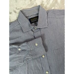 Robert Talbott Bespoke Shirt Mens 15.5 33 Blue‎ Gray Stripe Long Sleeve Dress